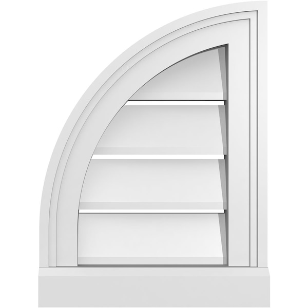 Ekena Millwork Quarter Round Top Left Surface Mount PVC Gable Vent w/ 2"W x 2"P Brickmould Sill Frame, 12"W x 16"H GVPQL12X1603SF - main